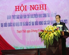  Thạch Thất quán triệt các văn bản chỉ đạo, triển khai công tác bầu cử Đại biểu Quốc hội khóa XIV và bầu cử HĐND các cấp nhiệm kỳ 2016- 2021
