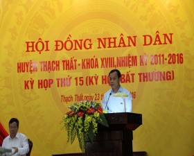 HĐND huyện Thạch Thất khóa XVIII nhiệm kỳ 2011-2016 tổ chức kỳ họp thứ 15.