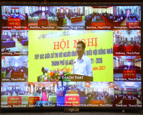 Tiếp xúc trực tuyến giữa cử tri với người ứng cử đại biểu HĐND thành phố Hà Nội, nhiệm kỳ 2021-2026 tại đơn vị bầu cử số 27- huyện Thạch Thất