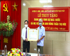 Lễ truy tặng Danh hiệu vinh dự Nhà nước “Bà mẹ Việt Nam anh hùng” cho mẹ Trần Thị Hòe xã Cẩm Yên
