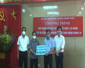 	UBND huyện Thạch Thất tiếp nhận ủng hộ phòng, chống dịch Covid 19