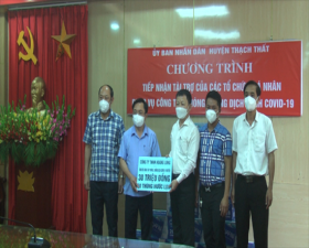 	Huyện Thạch Thất tiếp nhận ủng hộ phòng, chống Covid 19