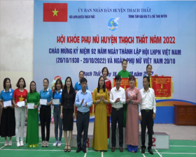 Trên 500 vận động viên tham gia Hội khỏe Phụ nữ huyện Thạch Thất năm 2022