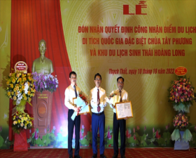Thạch Thất đón nhận Quyết định công nhận điểm du lịch Di tích Quốc gia đặc biệt chùa Tây Phương, điểm du lịch sinh thái Hoàng Long