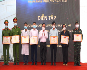 Thạch Thất diễn tập phương án chữa cháy và cứu nạn, cứu hộ phối hợp nhiều lực lượng năm 2021