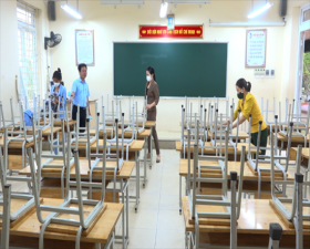 Thạch Thất: Các trường tất bật dọn dẹp vệ sinh trường học, chuẩn bị đón học sinh đi học trở lại