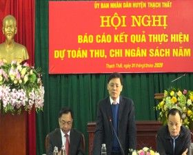 UBND huyện Thạch Thất báo cáo kết quả thực hiện dự toán thu, chi ngân sách năm 2020