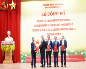 Thạch Thất: Công bố quyết định thành lập Đảng bộ các xã Lam Sơn, Quang Trung, Thạch Xá