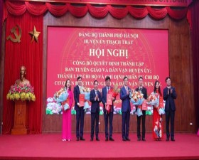 Huyện ủy Thạch Thất công bố Quyết định thành lập Ban Tuyên giáo và Dân vận Huyện uỷ