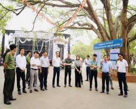 Đoàn lãnh đạo huyện Thạch Thất kiểm tra công tác chuẩn bị Lễ khai hội Chùa Tây Phương năm 2024