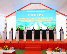 Khởi công dự án xây dựng đường trục 42m kết nối từ đường vành đai du lịch Tuần Châu, huyện Quốc Oai đến đường tỉnh 419, huyện Thạch Thất