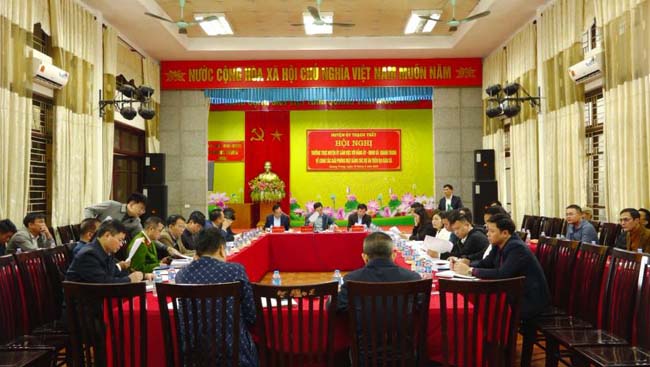 Thường trực Huyện ủy Thạch Thất làm việc với Đảng ủy- UBND xã Quang Trung, Thạch Xá về công tác giải phóng mặt bằng các dự án