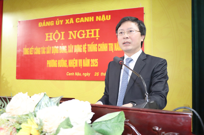 Đ/c Phó Bí thư Thường trực Huyện ủy- Chủ tịch HĐND huyện dự hội nghị Tổng kết công tác xây dựng Đảng tại Đảng ủy xã Canh Nậu